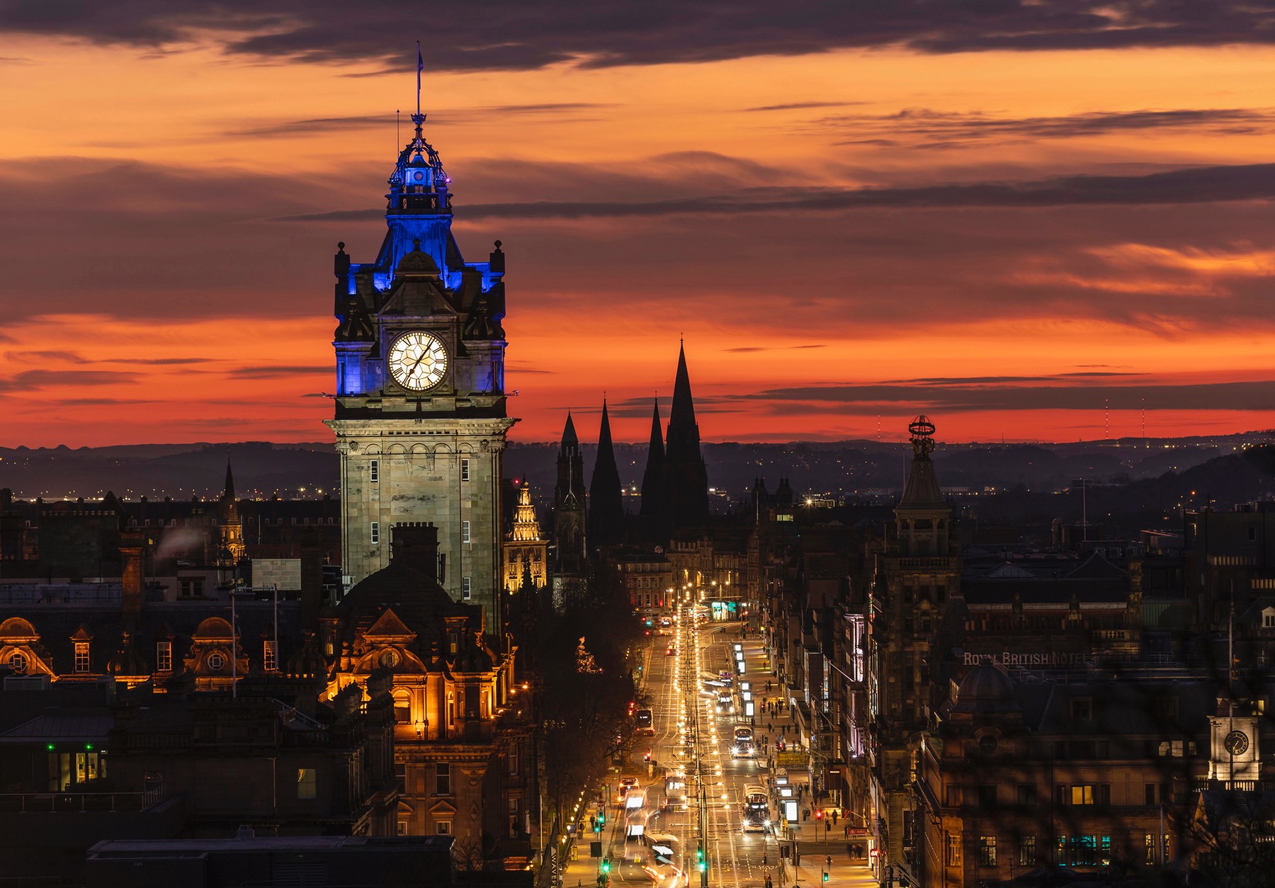 Princes Street and the Balmoral Hotel clock tower