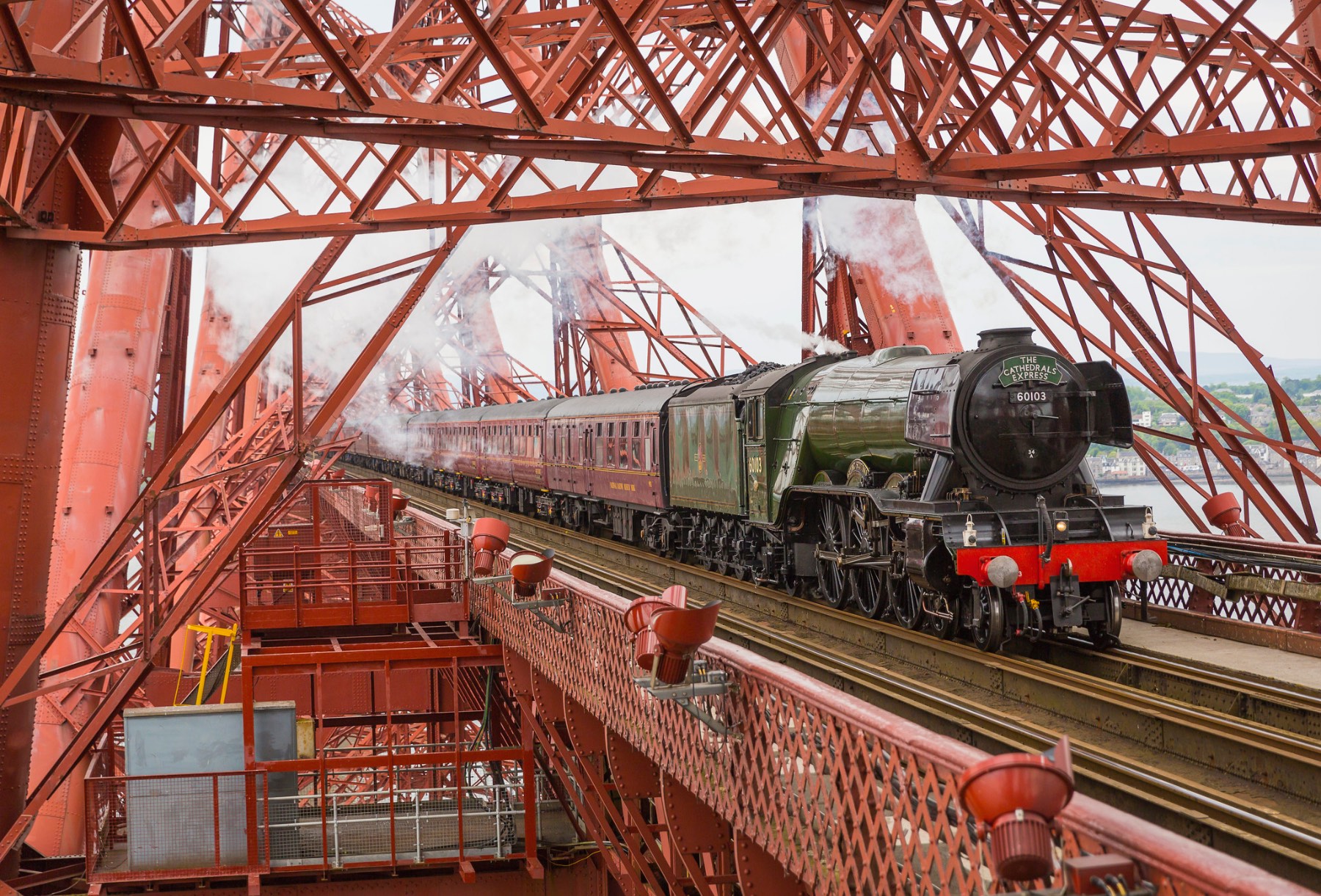 The Flying Scotsman crossing the Forth Bridge