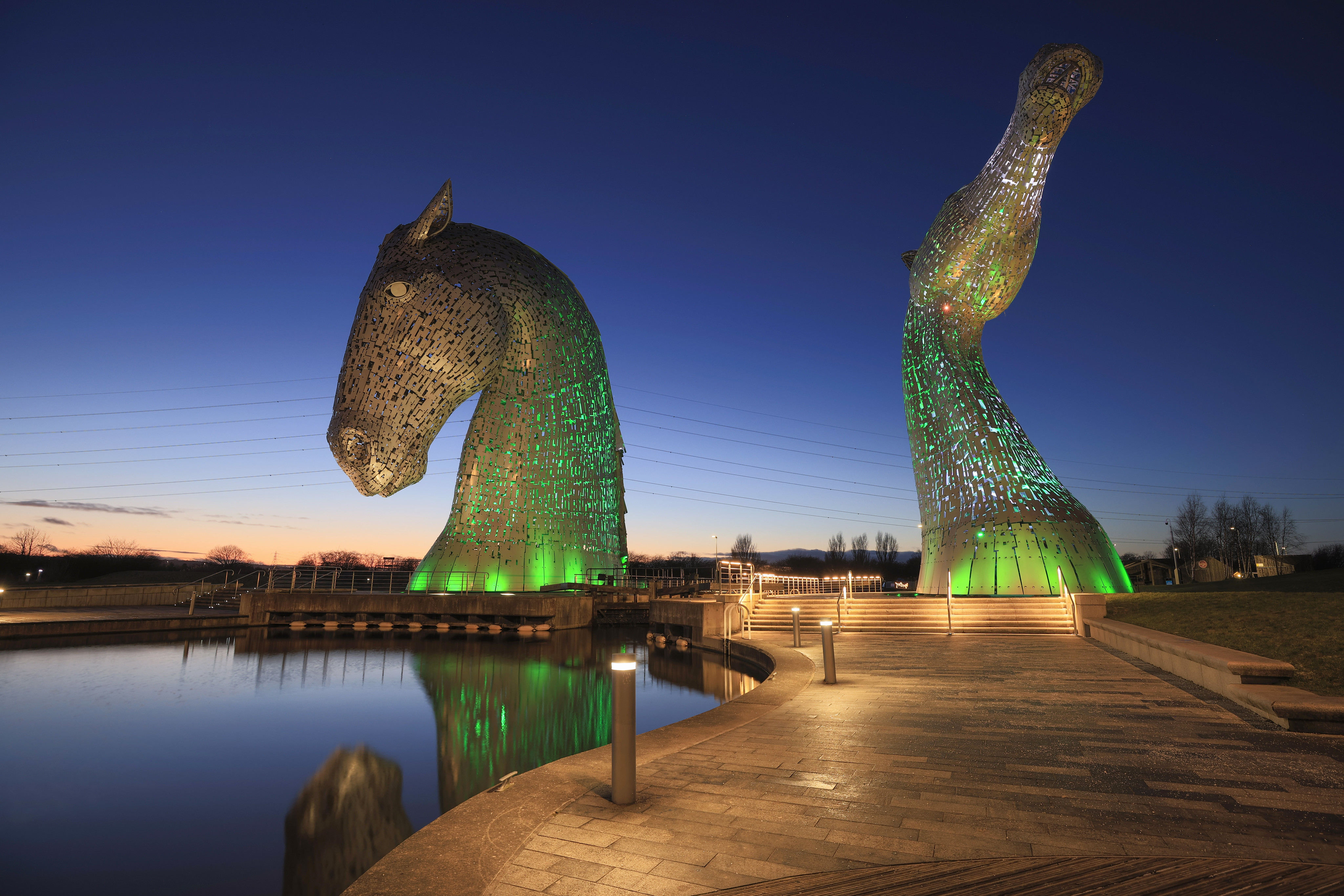 The Kelpies at night